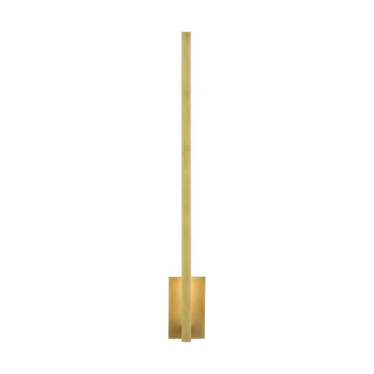Stagger Natural Brass Slim LED Wall Sconce, Dimmable 25.1"