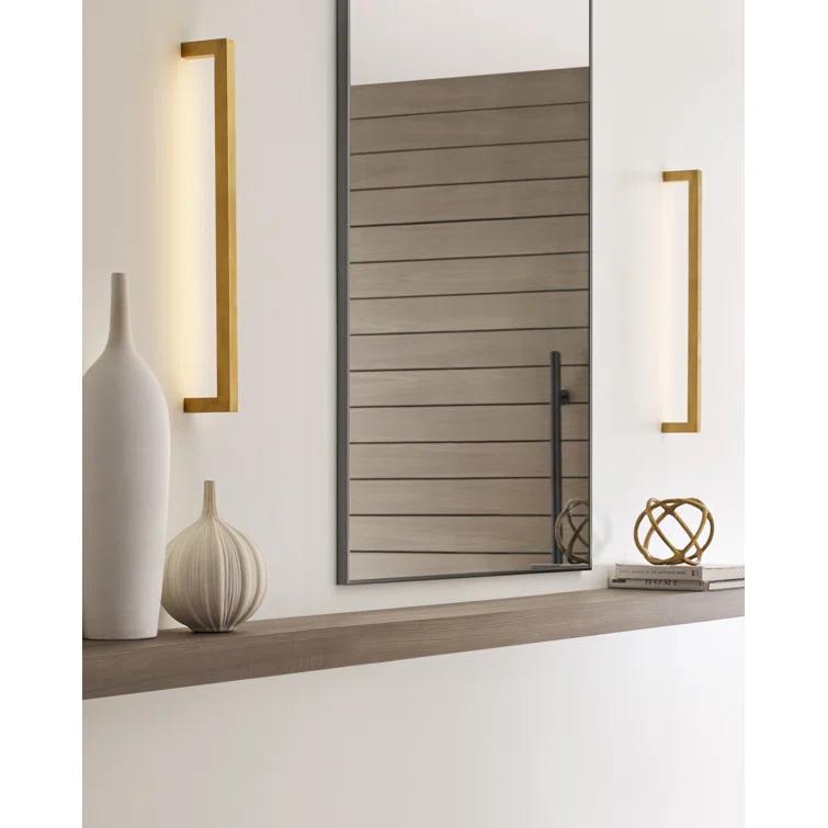 Stagger Natural Brass Slim LED Wall Sconce, Dimmable 25.1"