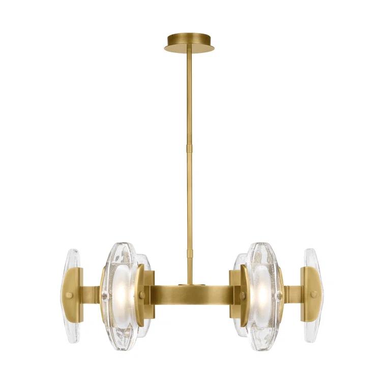 Wythe Medium Plated Brass and Glass LED Chandelier