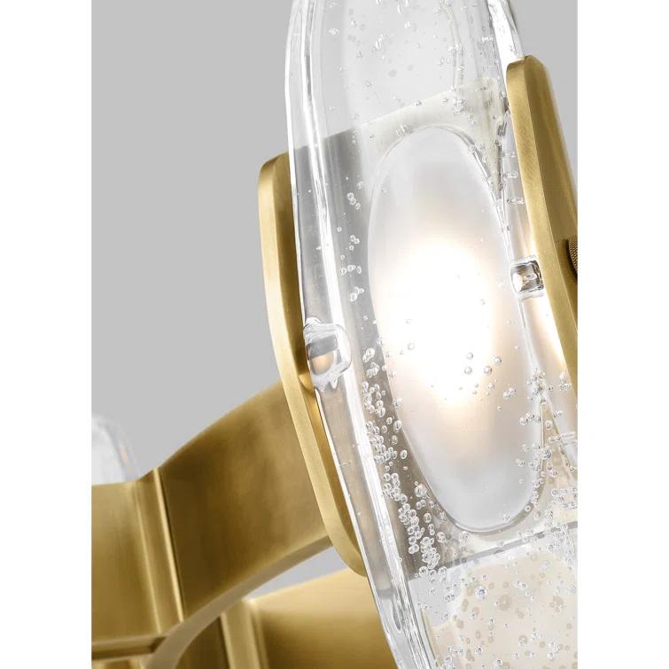 Wythe Large LED Chandelier in Plated Brass with Cast Glass