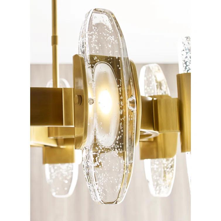 Wythe Large LED Chandelier in Plated Brass with Cast Glass