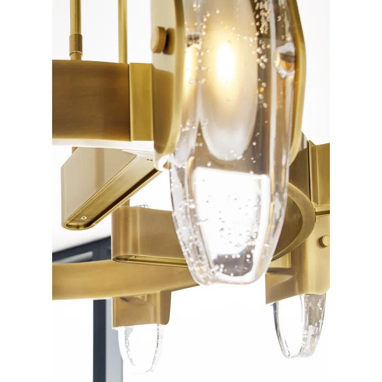 Wythe Large LED Chandelier in Plated Brass with Cast Glass