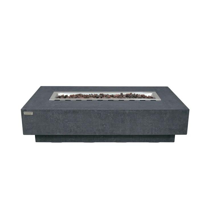 Gray Gas Free-Standing Fire Pit Table with Lava Rocks