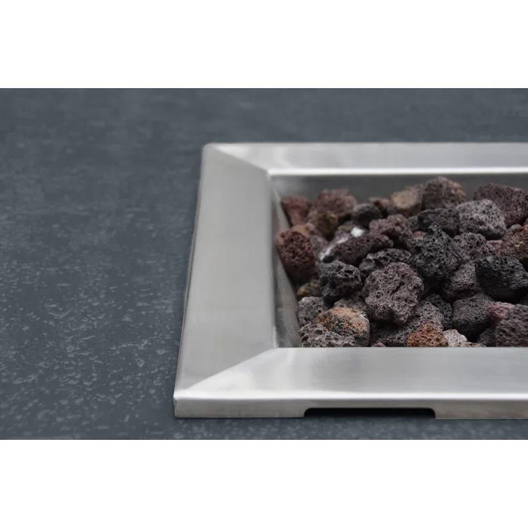 Gray Gas Free-Standing Fire Pit Table with Lava Rocks