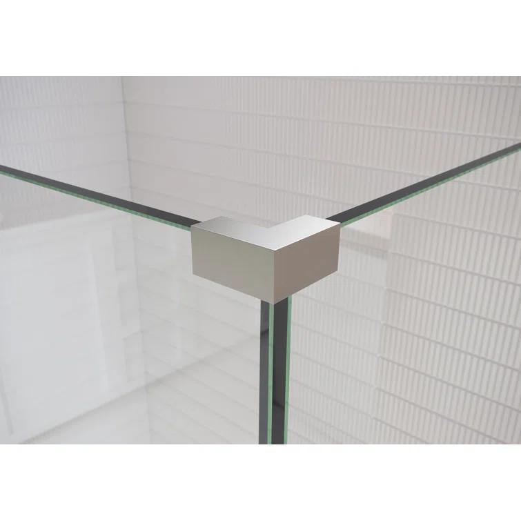 37 in. x 32 in. x 78 in. 90-Degree Wall Hinged Fully Frameless Glass Shower Enclosure