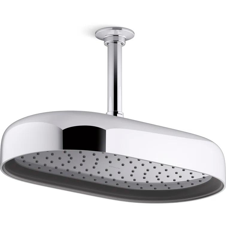 Statement 14" Single-Function Wall or Ceiling-Mount Round Rainhead, Oblong Rain Showerhead 2.5 GPM