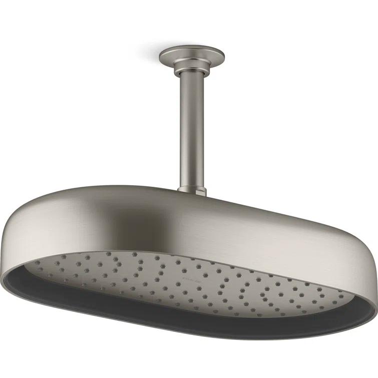 Statement 14" Single-Function Wall or Ceiling-Mount Round Rainhead, Oblong Rain Showerhead 2.5 GPM