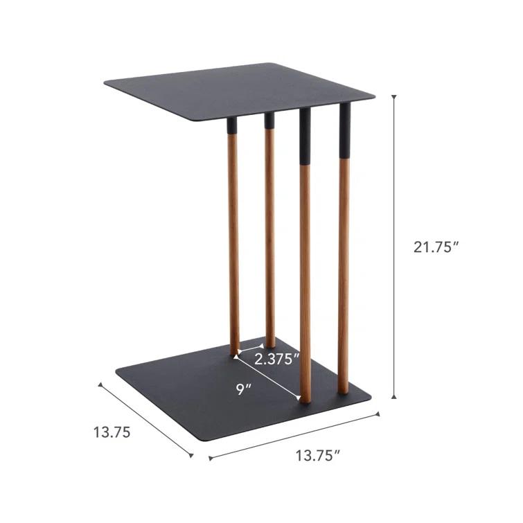 Plain Yamazaki Home Steel + Wood Sofa C Table End Table Coffee Tray, Bedside Or Living Room