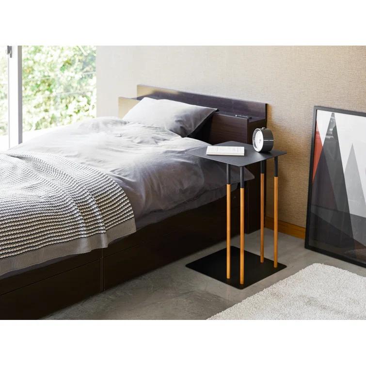 Plain Yamazaki Home Steel + Wood Sofa C Table End Table Coffee Tray, Bedside Or Living Room