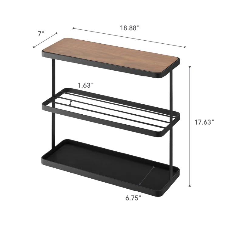 Yamazaki Home Tower Yamazaki Home Side Table With Storage Tier Shelves Narrow, Narrow Wooden And Metal End Table