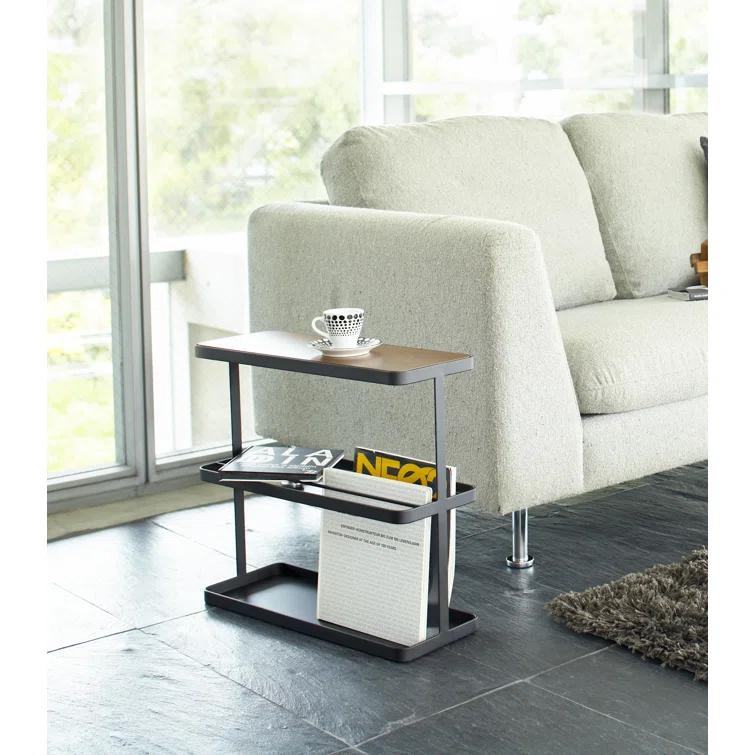 Yamazaki Home Tower Yamazaki Home Side Table With Storage Tier Shelves Narrow, Narrow Wooden And Metal End Table