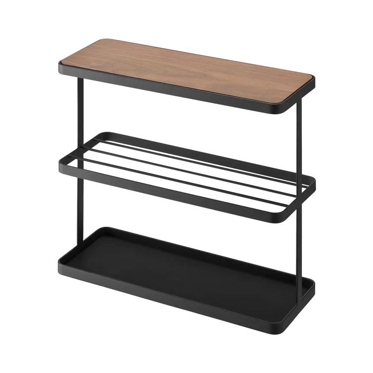 Yamazaki Home Tower Yamazaki Home Side Table With Storage Tier Shelves Narrow, Narrow Wooden And Metal End Table