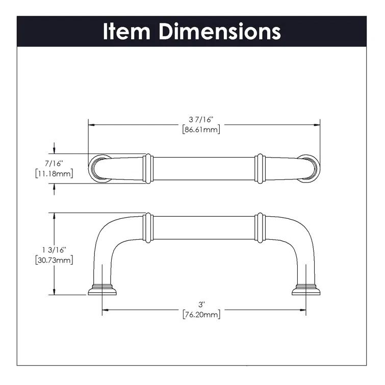 Cottage Kitchen Cabinet Handles, Solid Core Drawer Pulls for Cabinet Doors, 3"
