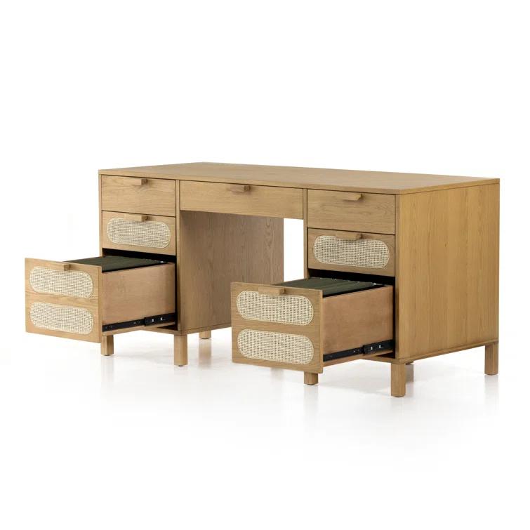 Verna Executive Desk - Honey Oak