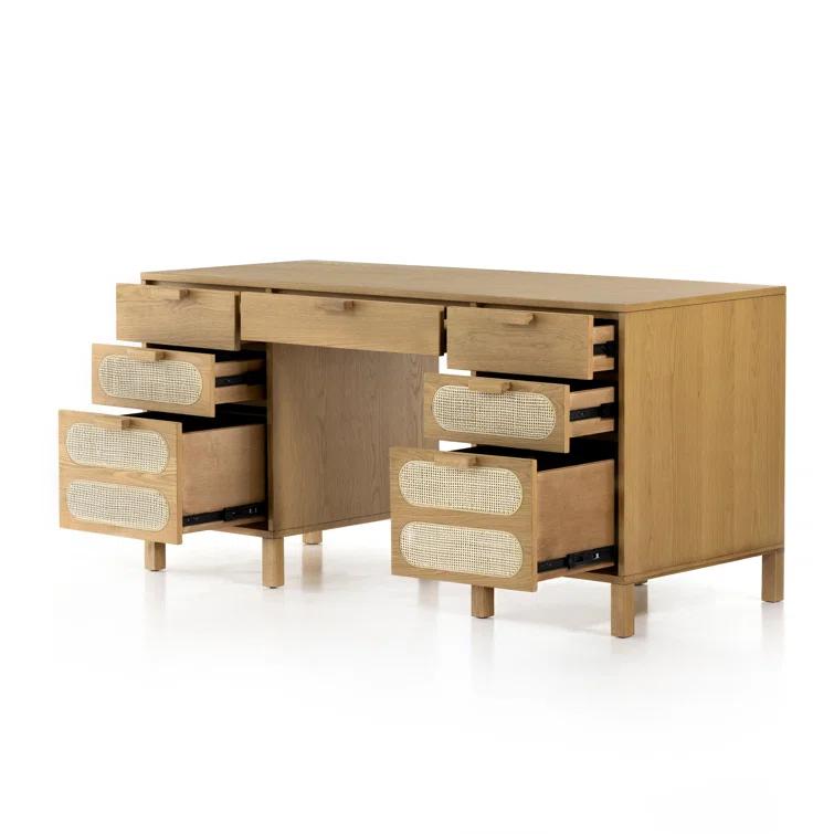 Verna Executive Desk - Honey Oak