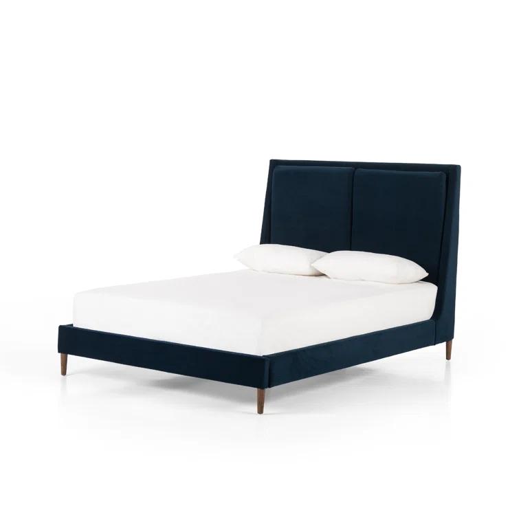 Surrey Olive Queen Upholstered Bed with Oak Legs