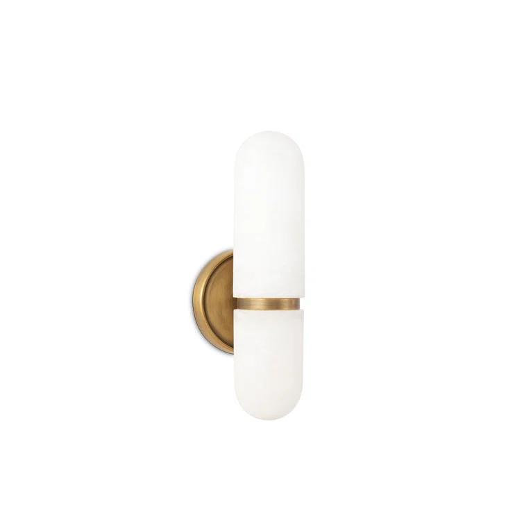 Alabaster and Natural Brass Dual-Light G9 LED Sconce