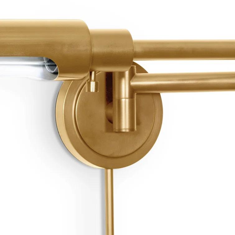 Noble Natural Brass Swing Arm Sconce with Dimmable Metal Shade