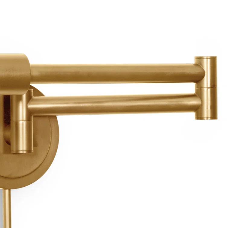 Noble Natural Brass Swing Arm Sconce with Dimmable Metal Shade