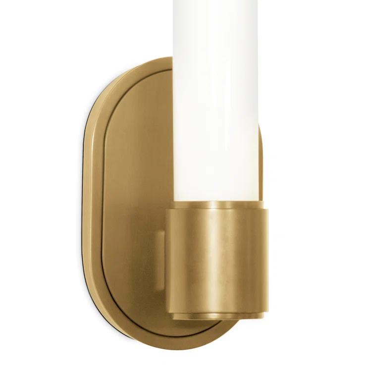 Elegant Natural Brass and Glass Direct-Wired Sconce