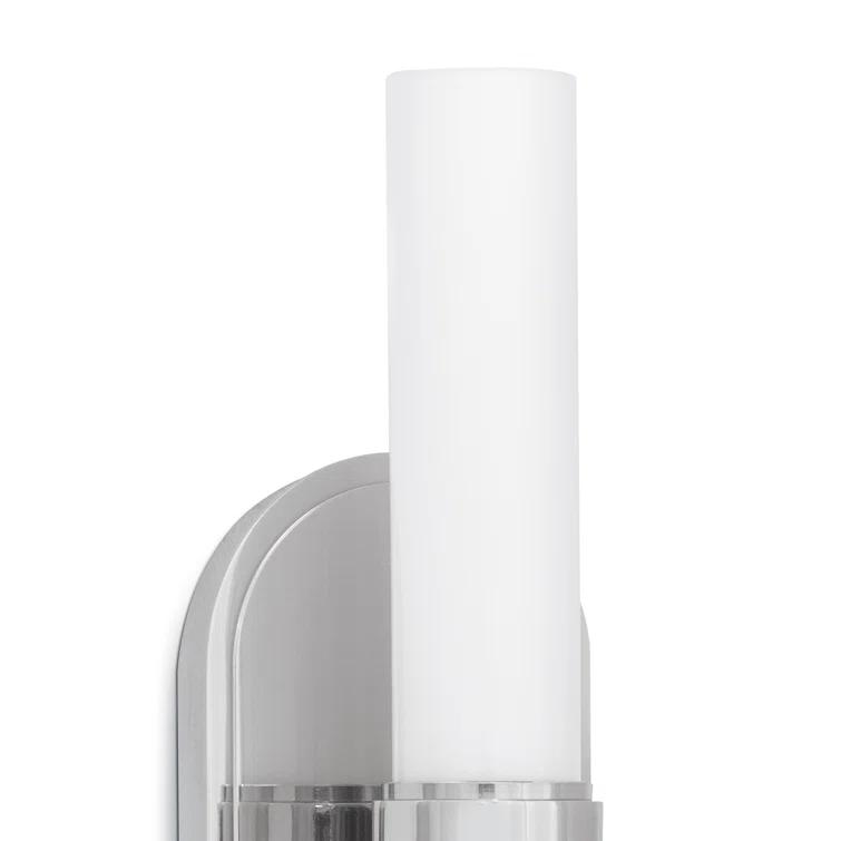 Sleek Polished Nickel Single-Light Wall Sconce with Opal Glass