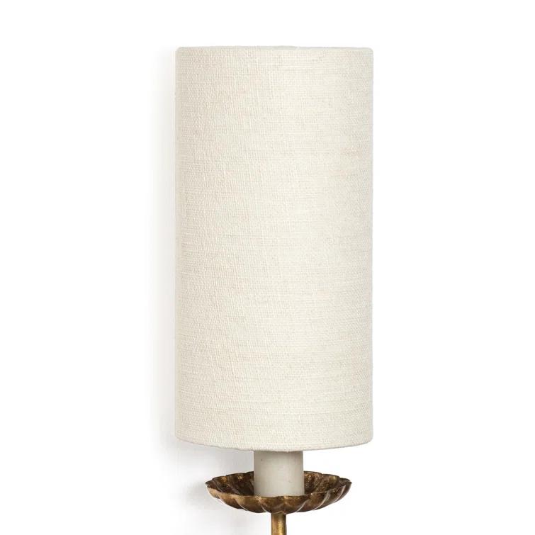 Antique Gold Linen Shade Wall Sconce with Brass Hardware