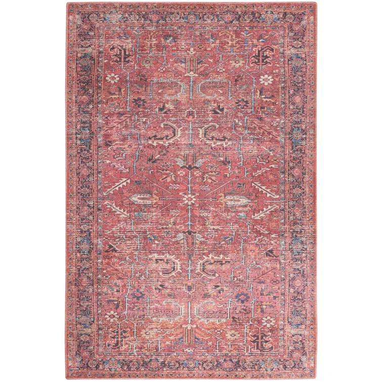 Bungalow Rose Machine Washable Oriental Red Area Rug