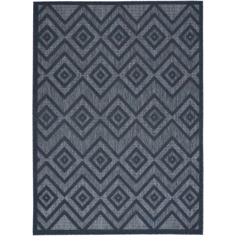 Foundry Select Versatile Diamond Navy Blue Indoor/Outdoor Area Rug