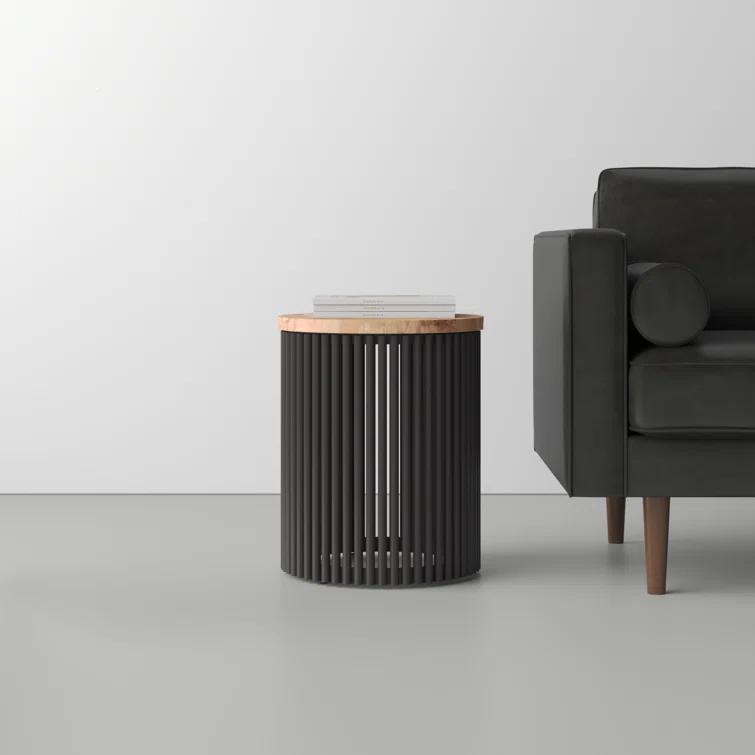 Lora Solid Wood Drum End Table