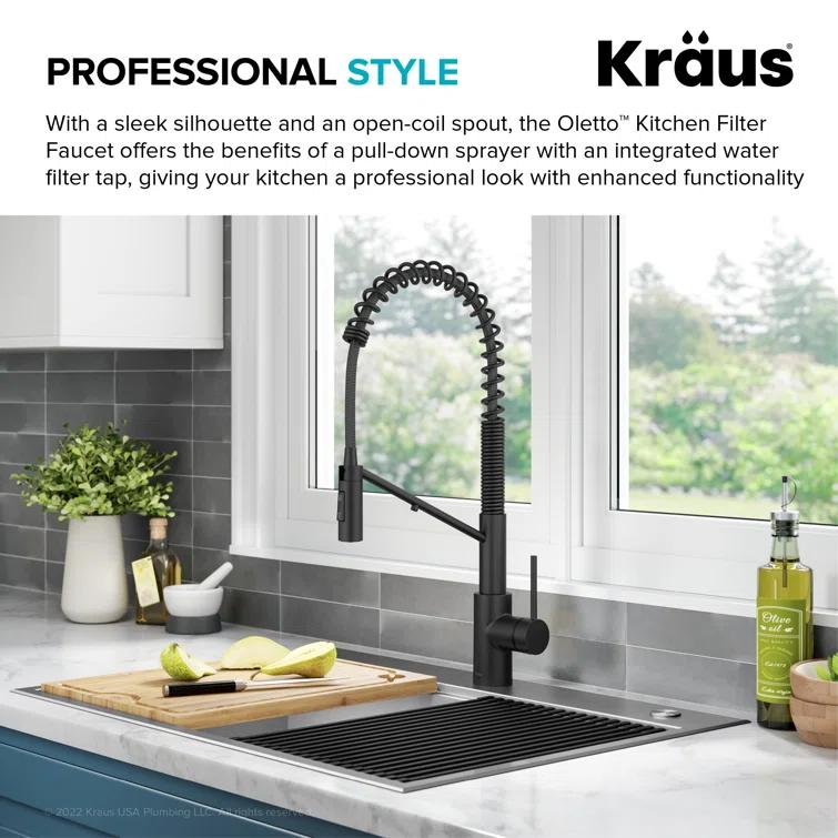 Oletto 2-in-1 Pull-Down Single Handle Kitchen Faucet