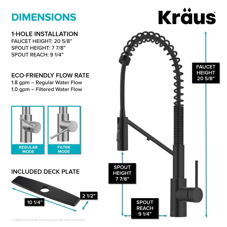 Oletto 2-in-1 Pull-Down Single Handle Kitchen Faucet