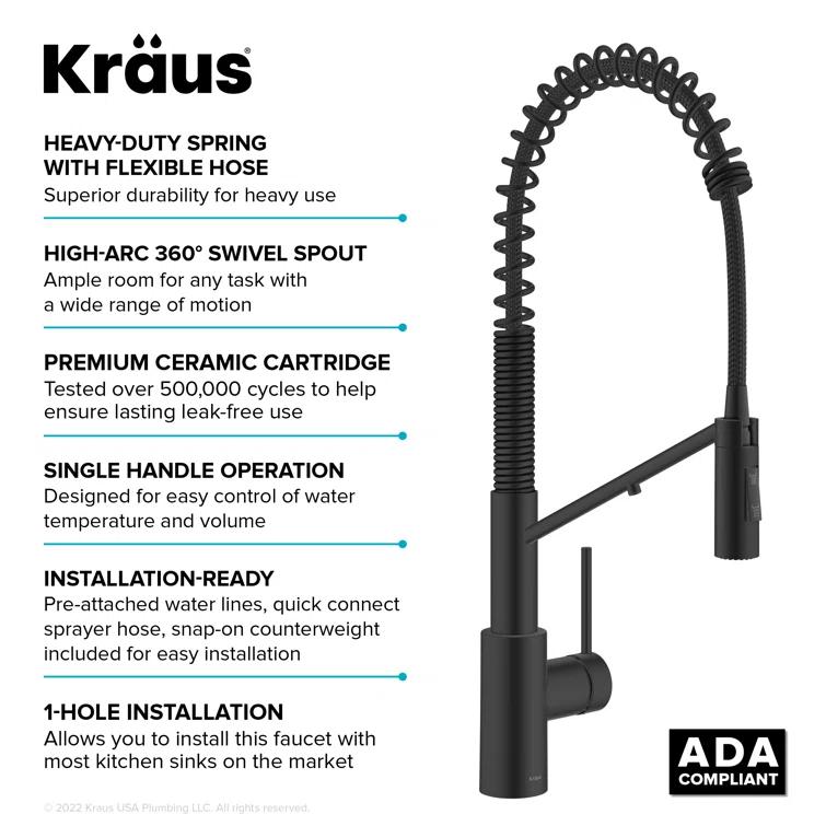 Oletto 2-in-1 Pull-Down Single Handle Kitchen Faucet