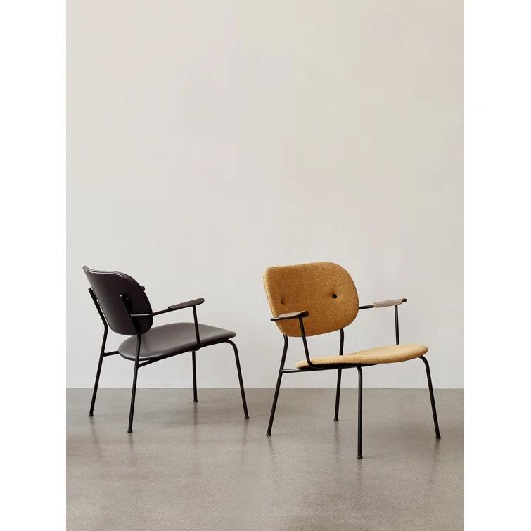 Sleek Geometric Black Metal Co Armchair with Optional Veneer Armrests