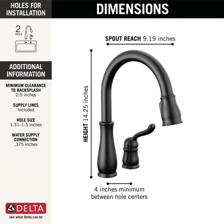 Leland Pull Down Sprayer Kitchen Sink Faucet, Single Handle Kitchen Faucet