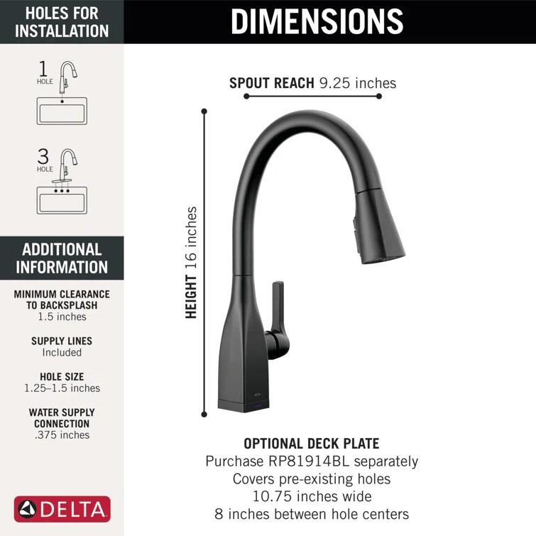 Mateo Pull Down Touch Single Handle Kitchen Faucet with MagnaTite® Docking and Touch2O® Technology