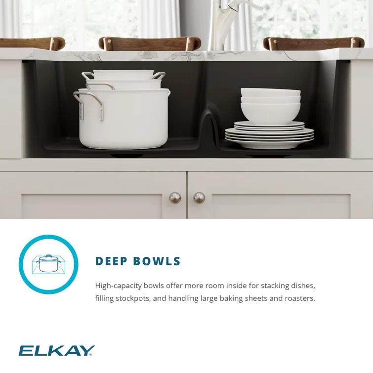 Elkay Quartz Classic 33" L x 21" W Double Basin Undermount Kitchen Sink