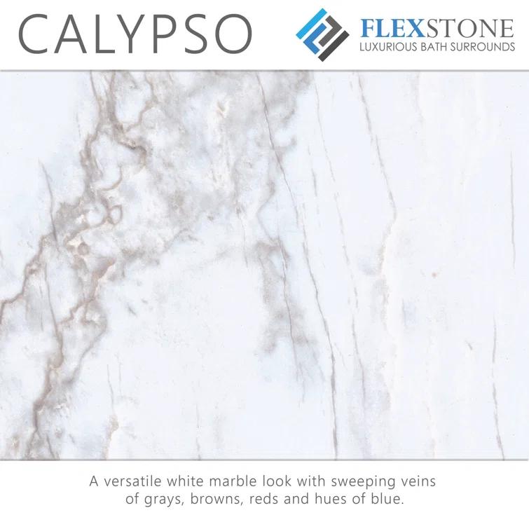 FlexStone 48"L x 34"W Single Threshold Alcove Shower Base with Center Drain