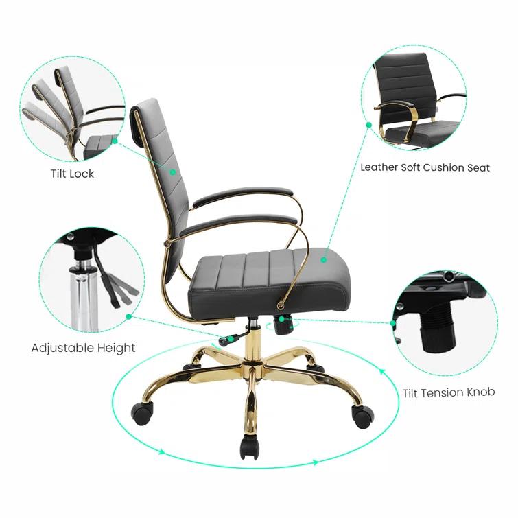 Everly Quinn Naudain Leather Office Conference Chair Modern Executive Meeting Room Chairs