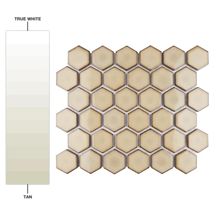 Merola Tile Hudson Due 2" Hex 10-7/8 " x 12-5/8 " Porcelain Mosaic Floor and Wall Tile