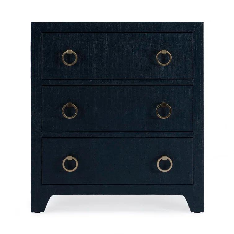 Butler Specialty Company Bar Harbor Raffia 3 Drawer Chest - Navy Blue