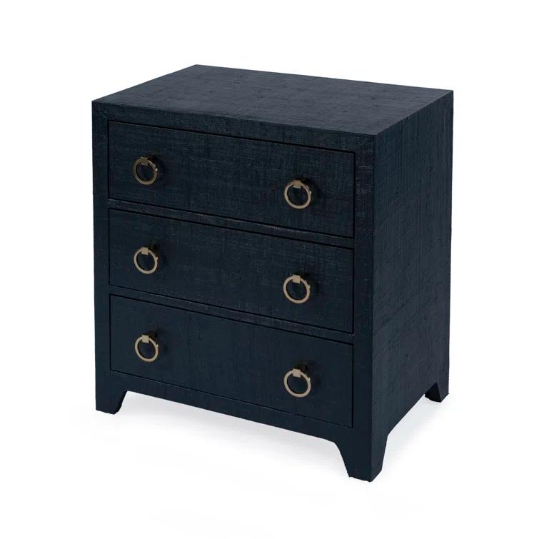 Butler Specialty Company Bar Harbor Raffia 3 Drawer Chest - Navy Blue