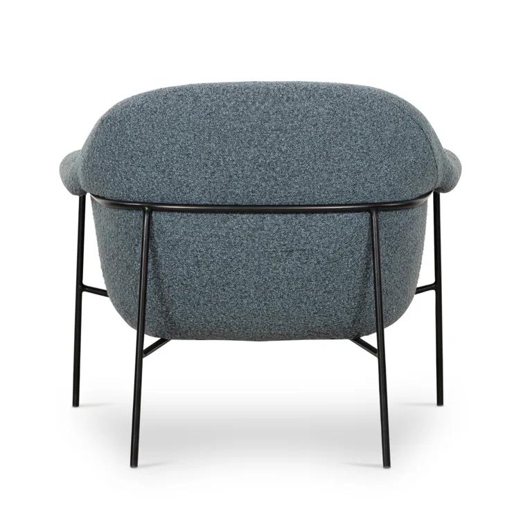 Sky Blue Boucle Accent Chair with Metal Base