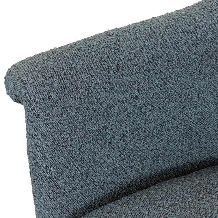 Sky Blue Boucle Accent Chair with Metal Base