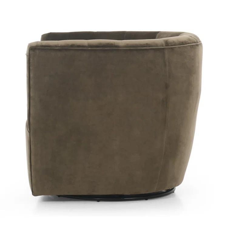 Surrey Olive Contemporary Swivel Chair in Green Boucle