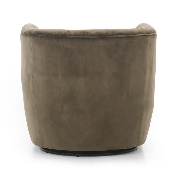 Surrey Olive Contemporary Swivel Chair in Green Boucle