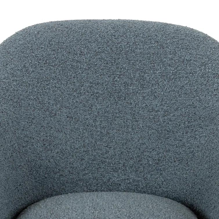 Sky Blue Boucle Accent Chair with Metal Base