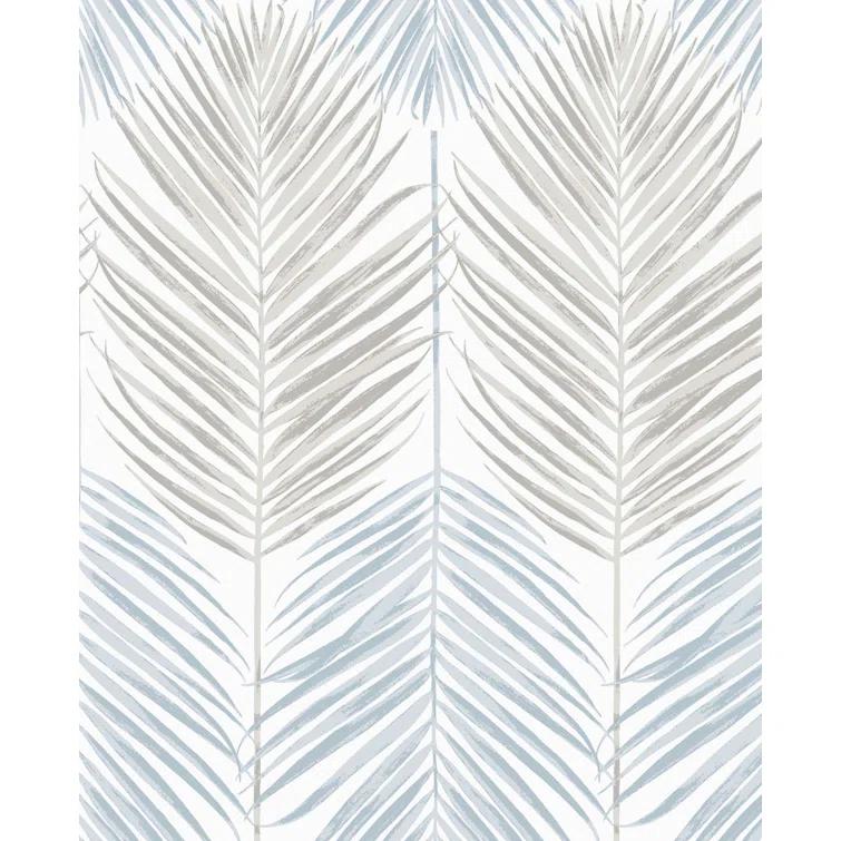 NextWall  Two Toned Palm Peel and Stick Wallpaper 20.5 in. W x 18 ft. L - Blue Mist & Daydream Grey