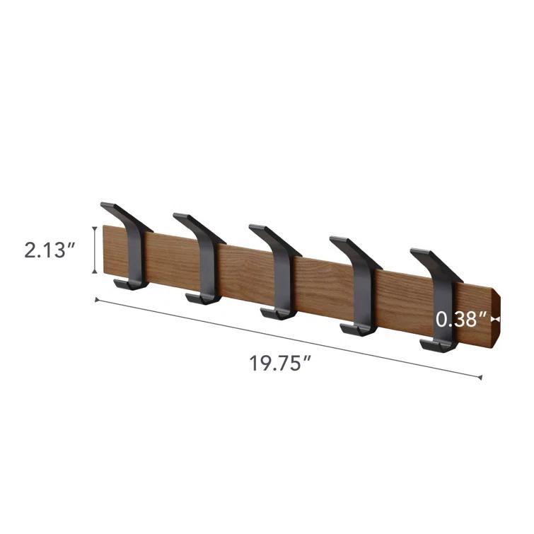 Yamazaki Home Wall-Mounted Coat Hanger, Steel + Wood