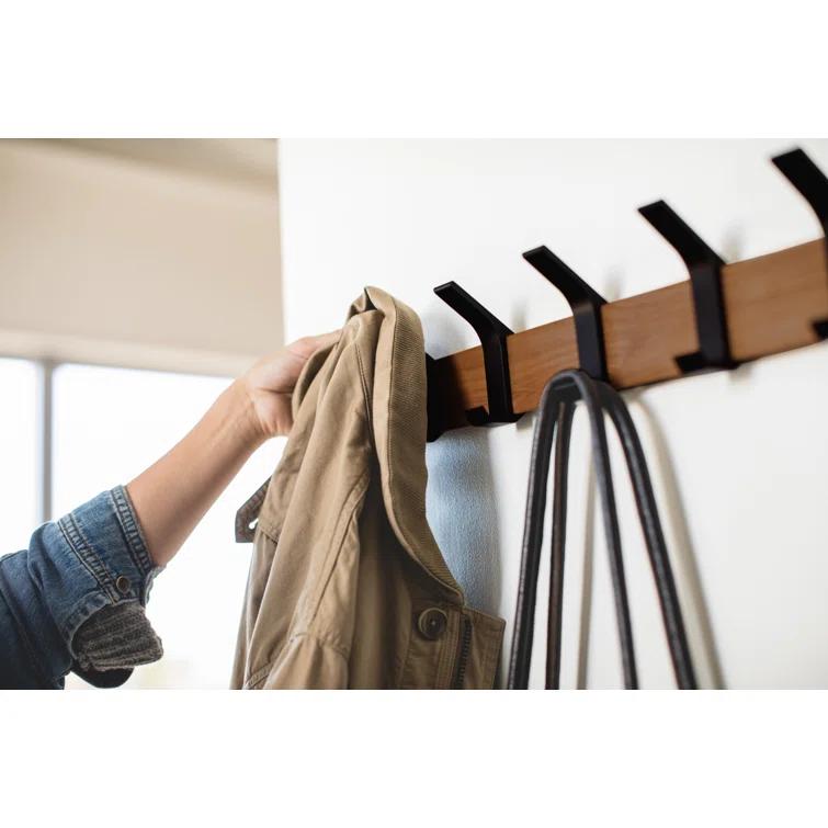 Yamazaki Home Wall-Mounted Coat Hanger, Steel + Wood