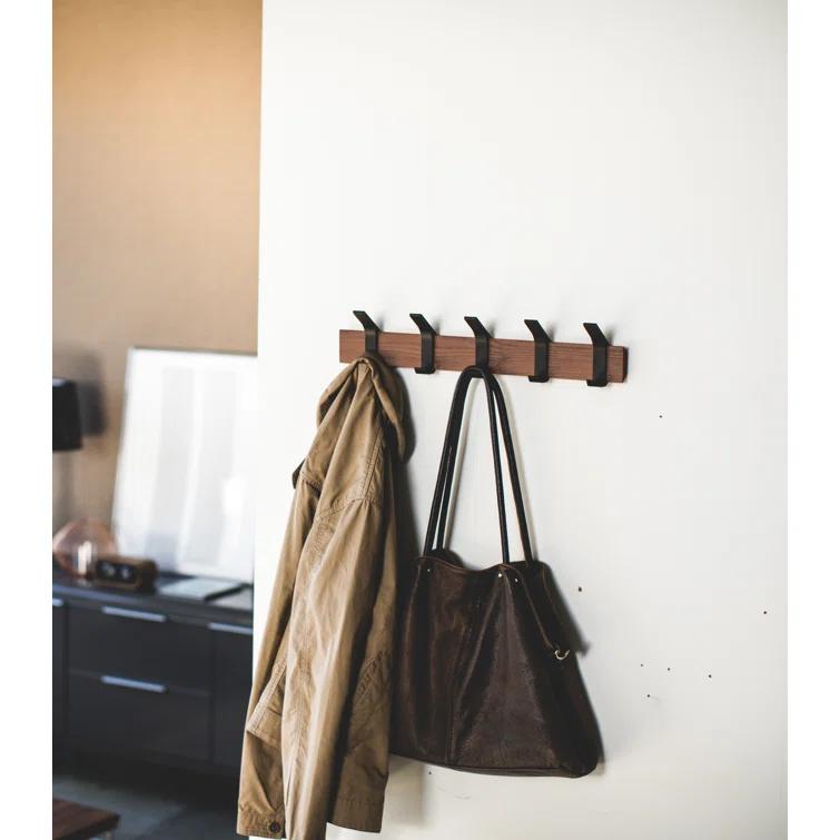 Yamazaki Home Wall-Mounted Coat Hanger, Steel + Wood